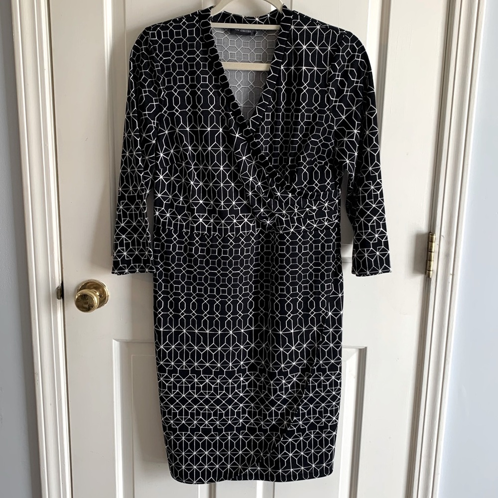 The Limited Black and White Print Faux Wrap Dress